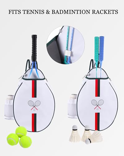 Rejolly Tennis Racket Sling Bag for Women Men Quilted Water Resistant Racquet Cover One Shoulder Crossbody Bag for 2 Tennis Rackets, Pickleball Paddles, Badminton Racquet - color: Red Green