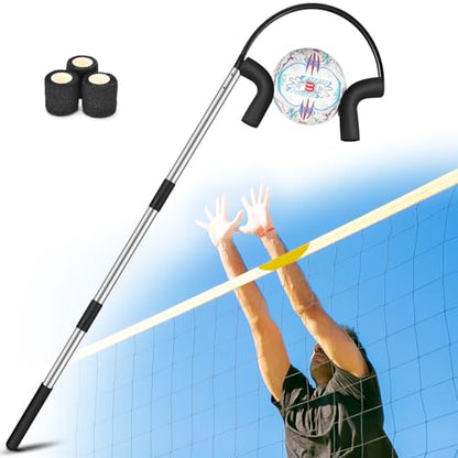 AugFir Volleyball Spike Trainer, Adjustable Length 55"-71" Volleyball Hitting Trainer, Double Arc Protection Quick Pickup Volleyball Training Equipment