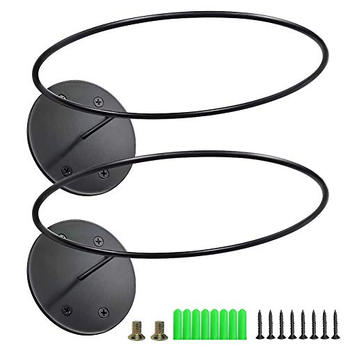 2 Pack Sports Ball Holders Wall Mount Display Rack for Basketball Volleyball Rugby Soccer, Black