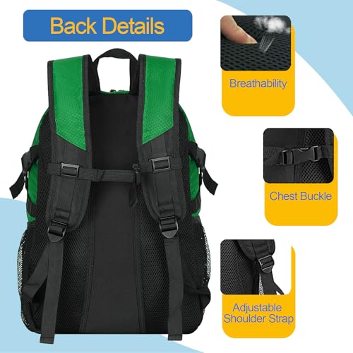 DAFISKY Basketball Backpack, Basketball Bag with Ball Holder Shoes Compartment, Sports Equipment Bag for Soccer Ball, Volleyball - color: Green