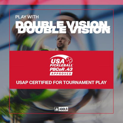 JOOLA Double Vision 16mm Pickleball Paddle - Signature and Standard Shape - Aramid Surface for Softer Responsive Touch - SK Film for Reduce Vibration - USAP Approved - NFC Chip Enabled