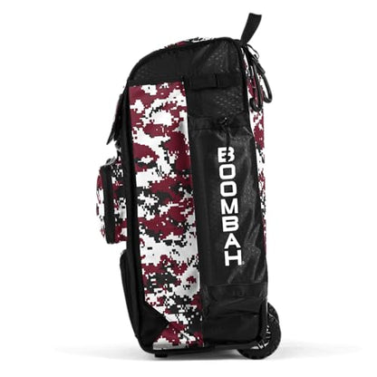 Boombah Rolling Catchers Superpack Baseball/Softball Gear Bag Digital Camo - 23-1/2" x 13-1/2" x 9-1/2" - Multiple Colors - Telescopic Handle and Holds 4 Bats - Wheeled Version - color: Black/Cardinal