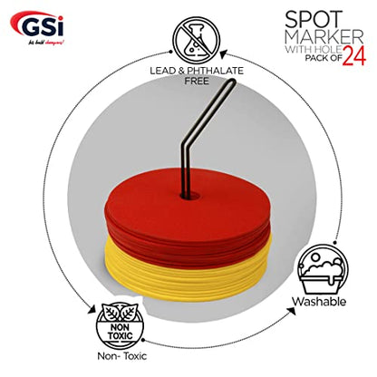 GSi Spot Markers – Non-Slip Non-Toxic Poly Spots – Floor Markers for PE, Sports & Classroom Activities - size: 9. Hole