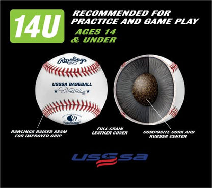 Rawlings | USSSA Baseballs | Competition Grade | ROLB1USSSA | Youth/14U | Multiple Count Options