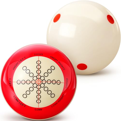 Gemscream 2 Pcs Billiards Cue Ball with Dots Practice Training Artifact Regulation Size 2-1/4" Training Pool Balls for Sports Billiard Table Accessories Games - color: Red