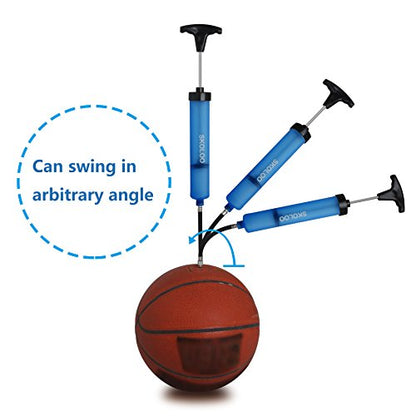 SKOLOO 10" Portable Hand Air Ball Pump Inflator Kit with Needle, Nozzle, Extension Hose for Soccer Basketball Football Volleyball Water Polo Rugby Exercise Sports Ball Balloon Swim Inflatables