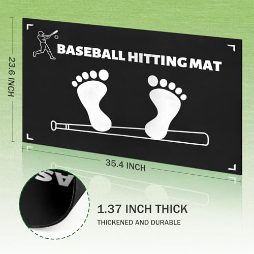 Baseball Training Mat, Baseball and Softball Batter Stance Hitting Mat, Improve Posture, Batting Mat with Toes Facing Place, Silent Anti-Skid, Baseball Training Equipment, 35.4 * 23.6 Inch - color: Black B