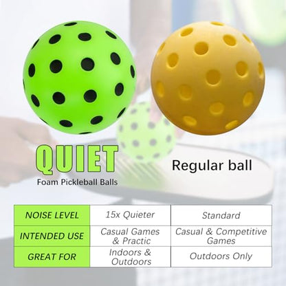 CEYAZYE 6 Pcs Silent Pickleball Balls, Soft Foam Balls for Indoor and Outdoor Practice, Low-Noise and Durable, Pickle Ball for Beginners Adult Outdoor Training