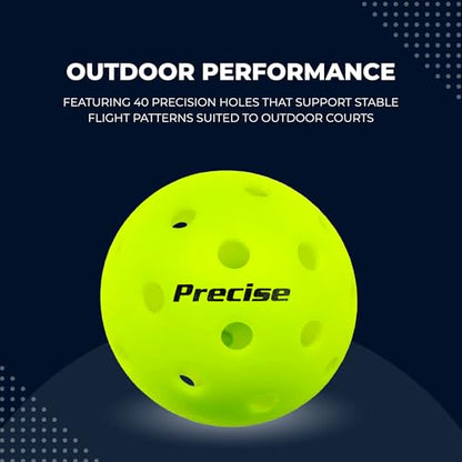 PRECISE Pickleball Balls – Outdoor A 40 Model with 40 Holes – USAPA Approved – Durable Flight Design - color: Green, size: 6 Balls
