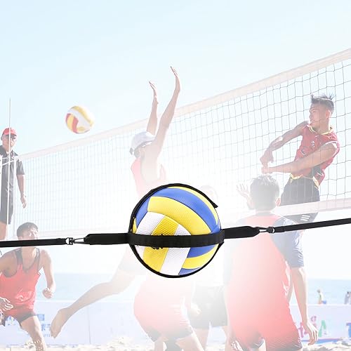 Nylon Volleyball Spike Trainer Set, Adjustable & Portable Hanging Solo Practice Trainer Aid for Beginners Practicing Serving/Great Volleyball Spike Training System