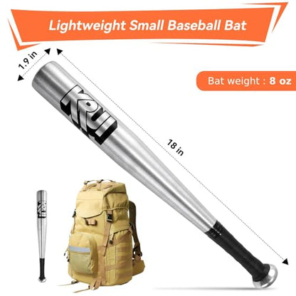 KRUI Aluminum Baseball Bat, 18 Inch Self Defense Bat, Lightweight Bat for Tire Checker, Fish, Keeps in Home, Car, Backpack for Self Defense - color: silver