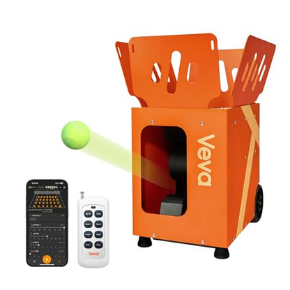 Veva V2 Portable Tennis Ball Machine with App & Remote, 68MPH Speed, 120-Ball Capacity, 4-8H Battery, Advanced Spin Control for Indoor/Outdoor Training
