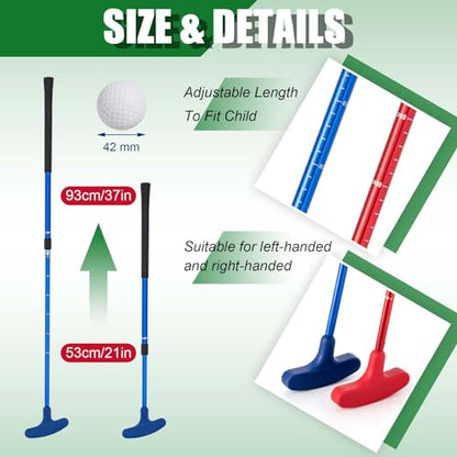 Lenwen Indoor Mini Golf Putting Set for Kids & Family Include 2 Adjustable Golf Putter for Right or Left Handed Players 10 Practice Balls 6 Putting Cup with Flags for Backyard Office Fun Game & Gift