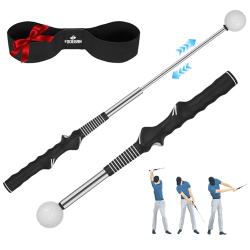 5-in-1 Retractable Golf Swing Trainer, Training Aid with Grip Trainer, Swing Mechanics for Beginners & Tempo Training for Advanced, Click Feedback, Arm Connection, Right/Left-Handed, Indoor/Outdoor - style: Right-Handed Golf Swing Trainer