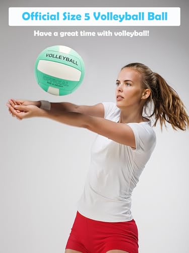 Volleyball Official Size 5 Volleyball for Indoor Outdoor, Soft Touch Volleyballs for Adults Beach Play Pool Game Gym Training Play, Durable Design, with Ball Pump