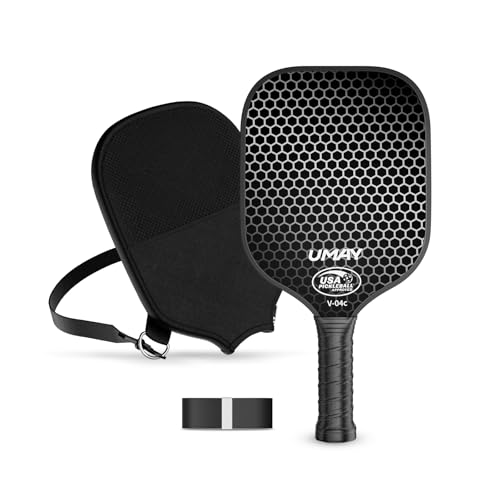 USAPA Approved Tournament-Grade Pickleball Paddle with PP Honeycomb Core for Precision Control, Enhanced Spin & Power, Lightweight Pickleball Set with Cover & Overgrip for Men Women Beginners - color: Black