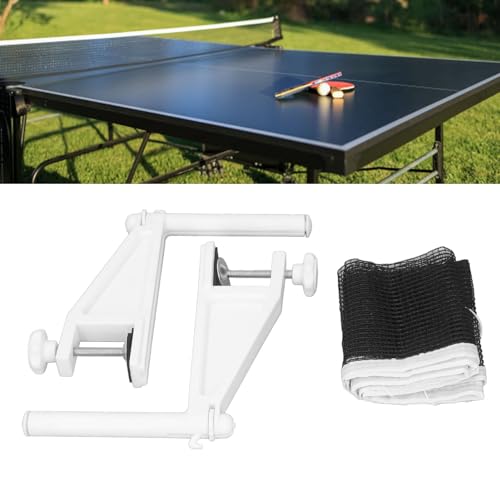 Table Tennis Net and Post Set, Portable Folding Adjustable Table Tennis Net with Screw On Clamp, Durable Plastic Mesh for Indoor Outdoor Play
