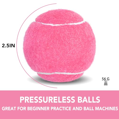 INSUM Bulk Tennis Balls for Beginner – 12 Pack High Elasticity Practice Tennis Balls with Mesh Bag, Suit for Pet Dog Training, Fetching - color: Pink-N