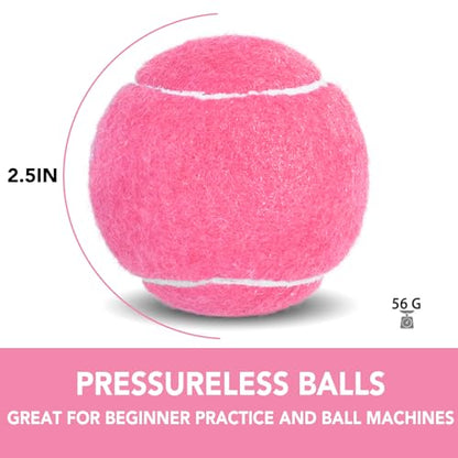 INSUM Bulk Tennis Balls for Beginner – 12 Pack High Elasticity Practice Tennis Balls with Mesh Bag, Suit for Pet Dog Training, Fetching - color: Pink-N