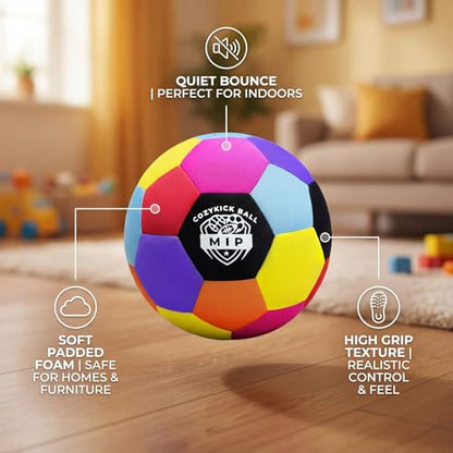 MIP Silent Indoor Soccer Ball – Size 4 Soft Foam Ball for Kids & Toddlers | Quiet Play, Non-Marking, Real Bounce | Safe for Hardwood, Carpet & Apartments | CPC Certified