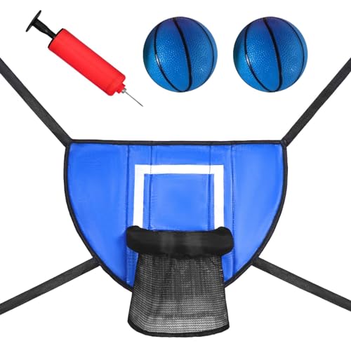 2 Pieces Basketball Hoop Trampoline Basketball Backboard Soft Waterproof Material Breakaway Rim Mini Pump Suitable for Kids Outdoor Exercise Family