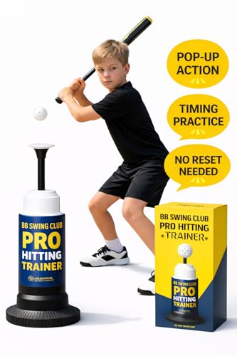 Pop-Up Baseball Trainer for Hitting Practice, Pro Hitting Training Equipment with Ball Launcher Action, Skill Development Tool for Timing & Contact