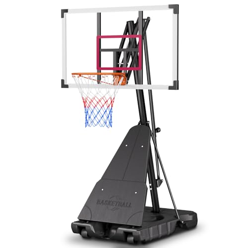 Asbest 44" Portable Basketball Hoop Outdoor Stepless Adjustable Height Basketball Goal System for Driveway, Backyard, for All Ages - color: Purple