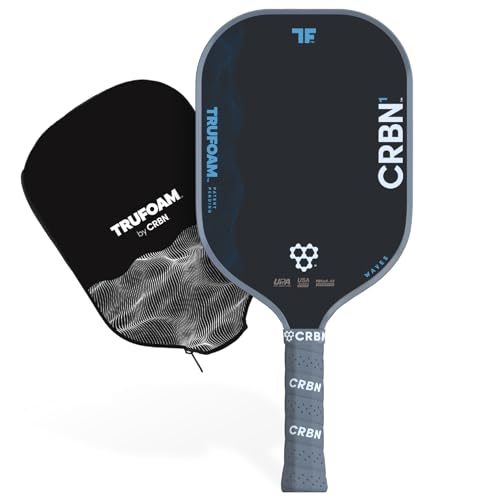 CRBN Pickleball - TruFoam Waves Paddle - Carbon Fiber Pickleball Paddle - 100% Foam Core Designed for Maximum Power, 14mm - color: CRBN 1 - Elongated w/ Long Handle