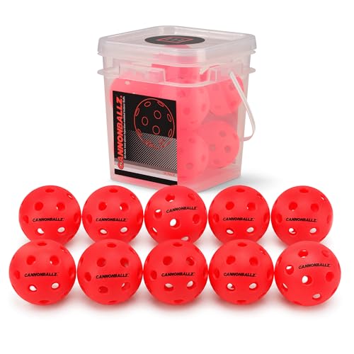 Cannonballz - Indoor Pickleball Balls Multi-Pack – 26 Hole Fluorescent Ember Pickleball Balls, USAPA Approved Indoor Pickleballs for Training, Practice & Tournament Performance - size: 10 Pack