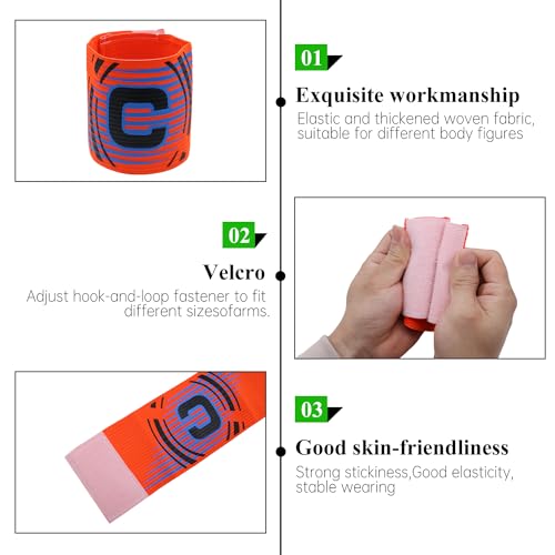 Elastic Soccer Captain Armband for Youth and Adult - size: Orange