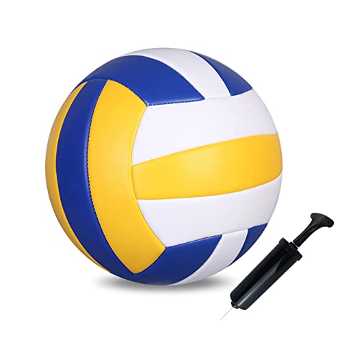 ABAJI Volleyball Official Size Soft Surface Training Practice Indoor Outdoor Gift for Kids Come with Pump Needle - color: 1 PCS Yellow Blue White
