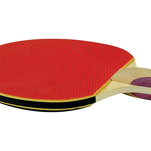 Vortex Table Tennis Racket 4-Player Set, Pips-Out With Sponge, Red & Black Rubber Surface, 1.5mm Sponge Layer, Flared Handle, Includes Three 2-Star Balls