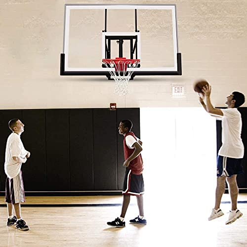 Katop Wall Mount Basketball Hoop with 60"x36", 72"x42" Tempered Glass Backboard, Effortlessly Height Adjustable from 7.5' to 10', Pre Installed Pads and Heavy Duty Basketball Rim and Net