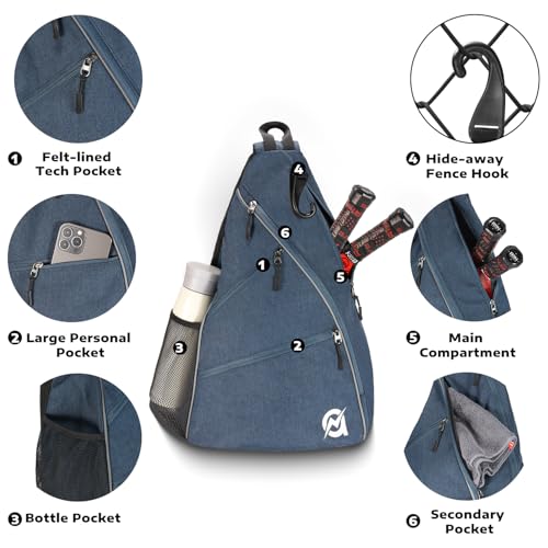 A11N SPORTS Pickleball Bag, Reversible Crossbody Sling Bag/Backpack for Women Men - color: Navy