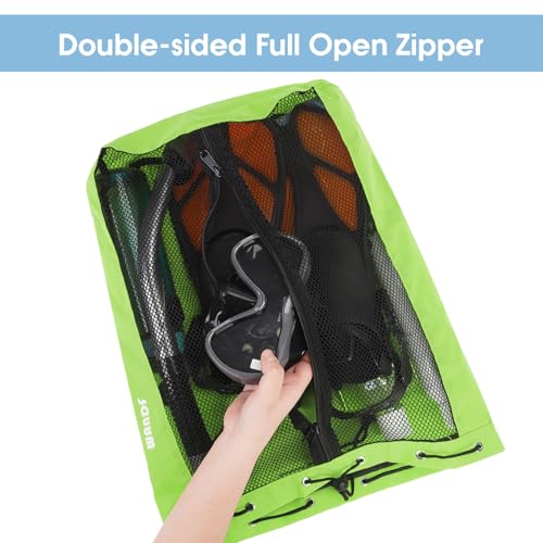 WANDF Swim Bag Mesh Drawstring Backpack Beach Backpack for Swimming, Gym, and Workout Gear - color: Fluorescence Green