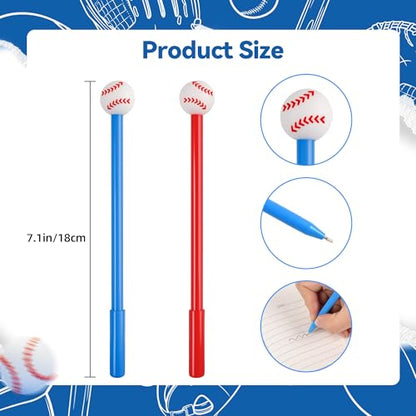 LiYiQ 100 Pcs Baseball Party Favor Cartoon Cute Fun Pens for Kids Kawaii Baseball Shape Gel Black Ink Pen Cute Baseball Pens for School Office Home Student Kids Present