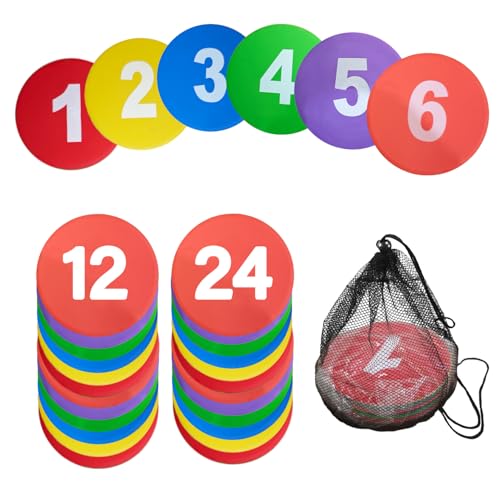 TNZMART Spot Markers Multicolor Number Football Yard Markers Anti-Slip Floor Spot Markers for Soccer Training - color: 1-24