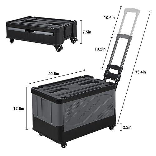 Storage Bins with Wheels - Rolling Carts with Wheels for Closet Organizers and Storage Foldable Rolling Cart for Teachers Rolling Crate Collapsible Shopping Cart Black