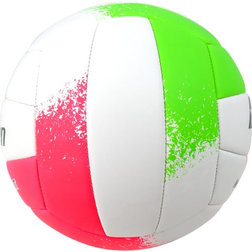 Baden | Match Point | Cushioned Synthetic Leather | Outdoor Recreation Backyard Volleyball + College Camp Ball | Official Size 5 - color: Neon Pink/Green