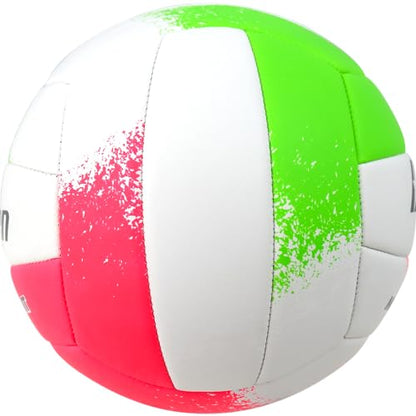 Baden | Match Point | Cushioned Synthetic Leather | Outdoor Recreation Backyard Volleyball + College Camp Ball | Official Size 5 - color: Neon Pink/Green