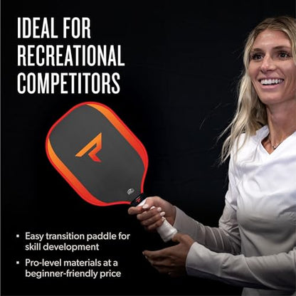 Paddletek Phoenix Talon – 14mm Pickleball Paddle – Raw Carbon Fiber Face – Balanced Control & Spin – Polypropylene Honeycomb Core – USAPA Approved Pickle Ball Paddle – 5.25 Inch Handle - color: Wildfire