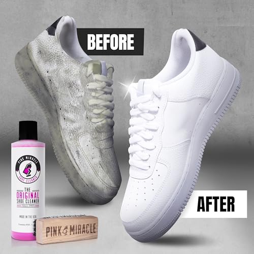 Pink Miracle Shoe Cleaner Kit with Bottle and Brush For Fabric Cleaner For Leather, Whites, Suede and Nubuck Sneakers - size: 32 Oz