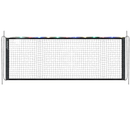 Aoneky 20ft LED Light Up Volleyball Net, Portable Glow in Dark Net for Beach Pool Party, Night Backyard Games, Water Volleyball with 4 Tie Ropes (Poles & Batteries Not Included)