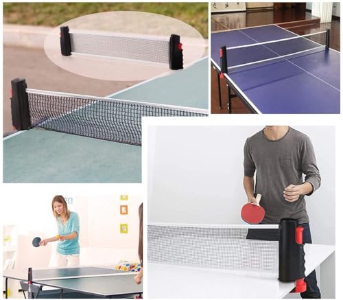 Table Tennis Nets, Adjustable Retractable Net Ping Pong Replacement Net, Portable Travel Holder Ideal for All Types of Tables, 170(max) x 19cm