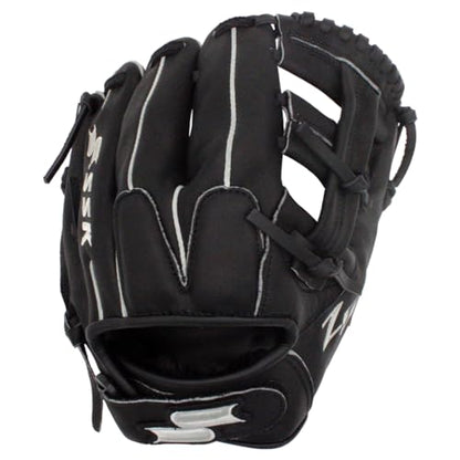 SSK Z5 Training Gear Quick Hands Infield Baseball Training Gloves 8.5” – 9” – 9.5” – 10” – 10.5” Right & Left Hand Throw - color: Black-950 Single Post, size: 9.5" - Right Hand Throw