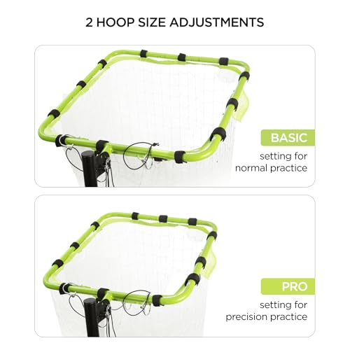 Volleyball Setter Training Equipment Volleyball Setting Trainer Setter Net with 2 Target Hoop Size 5 Angle and Height Adjustments Ball Collection Bag