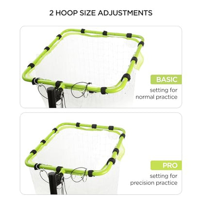 Volleyball Setter Training Equipment Volleyball Setting Trainer Setter Net with 2 Target Hoop Size 5 Angle and Height Adjustments Ball Collection Bag