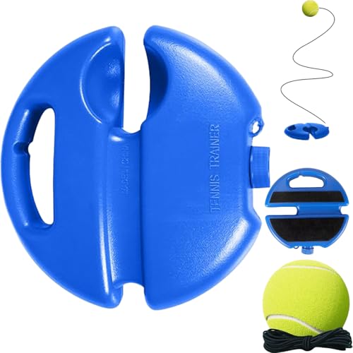 Tennis Trainer Rebounder, 2026 New Tennis Training Buddy with Weighted Base, Solo Tennis Ball Trainer with String, Multifunction Tennis Practice Rebounder for Backyard - color: Blue A