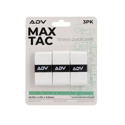 ADV MaxTac Tacky Tennis Overgrip - 3 Pack - Extremely Sticky Non-Slip Tennis Grips Overgrip - Razor-Thin & Easy to Use Pro Tennis Racquet Grip Tape (3-Pack White) - color: 3-Pack White