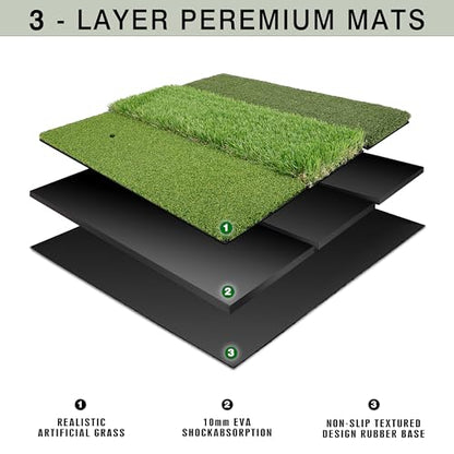 Premium Golf Hitting Mat, 10mm Foam Padding with Rubber Backing Golf Mat, Golf Practice Mat for Indoor and Outdoor Training - style: Tri-Turf Mat